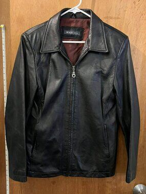 🐻Size L - Whet Blu - Black Long Sleeve Leather Jacket